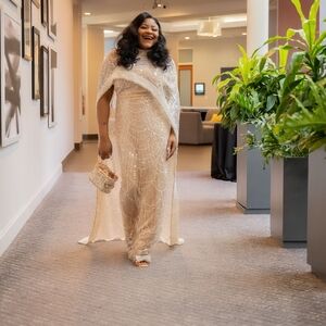 Glamorous Ivory Beaded Wedding Gown